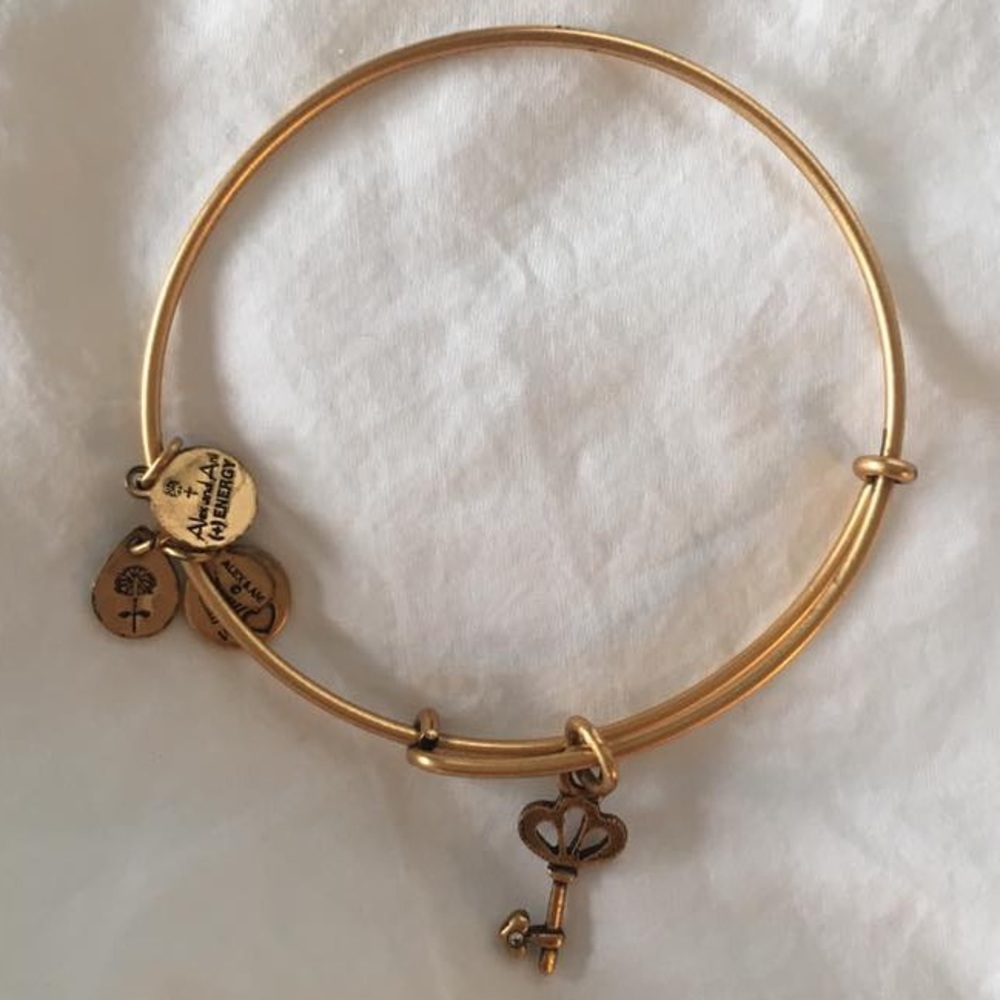 Alex & Ani skeleton key charm bracelet in gold