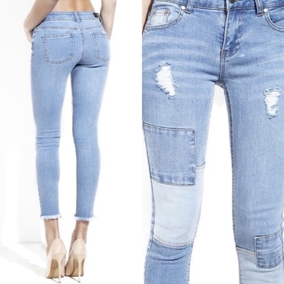 Last 1 ⬇️ Distressed Patchwork Skinnies - Picture 2 of 4