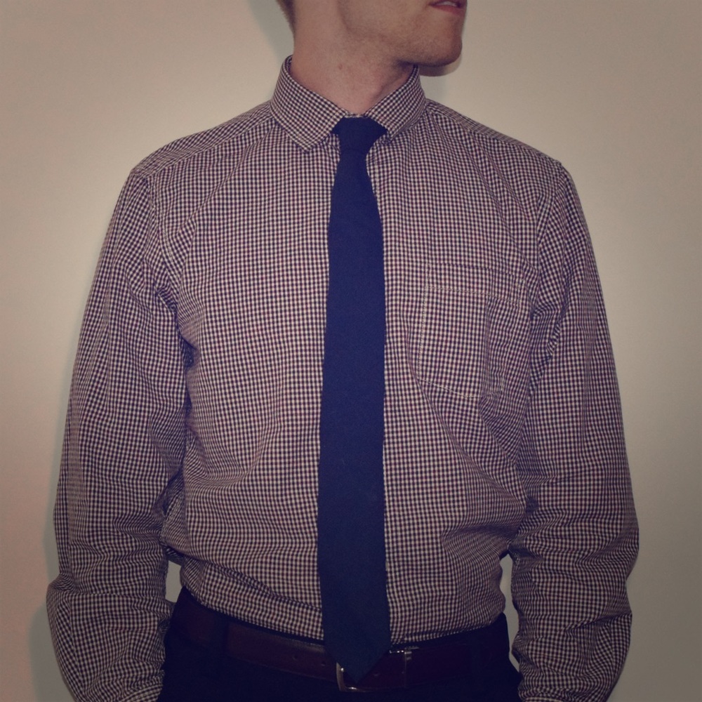 Brown Gingham Dress Shirt