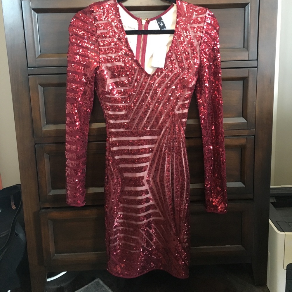 Burgundy red sequin dress