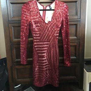 Burgundy red sequin dress