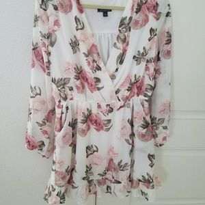 Floral long sleeve mini dress