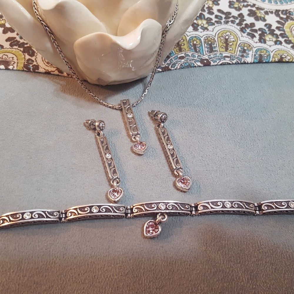 BRIGHTON Pink Heart Necklace / Bracelet / Earring