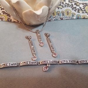 BRIGHTON Pink Heart Necklace / Bracelet / Earring