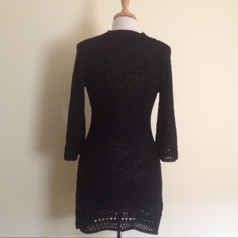 BCBG black knit crochet tunic dress sweater EUC small - Picture 2 of 8