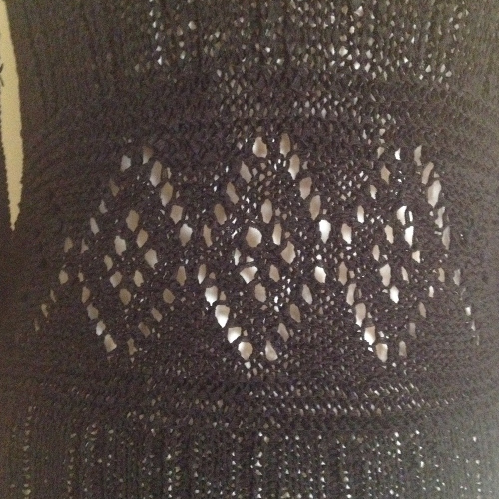 BCBG black knit crochet tunic dress sweater EUC small - Picture 4 of 8