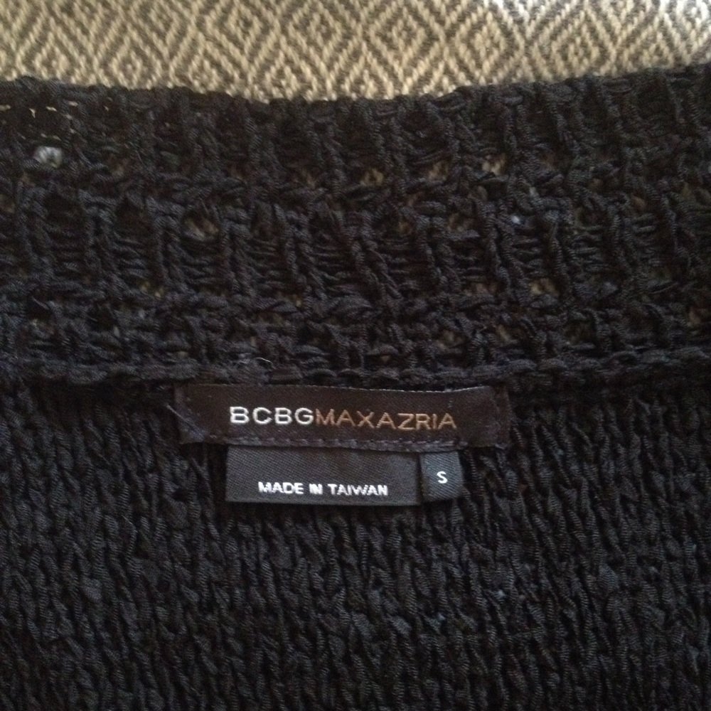 BCBG black knit crochet tunic dress sweater EUC small - Picture 5 of 8