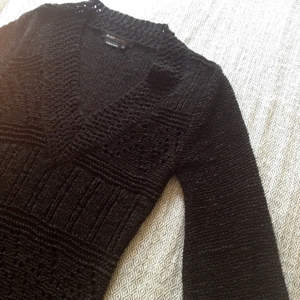 BCBG black knit crochet tunic dress sweater EUC small - Picture 7 of 8
