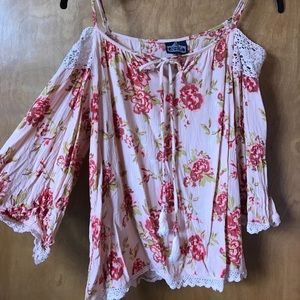 Cold-Shoulder Floral Shirt
