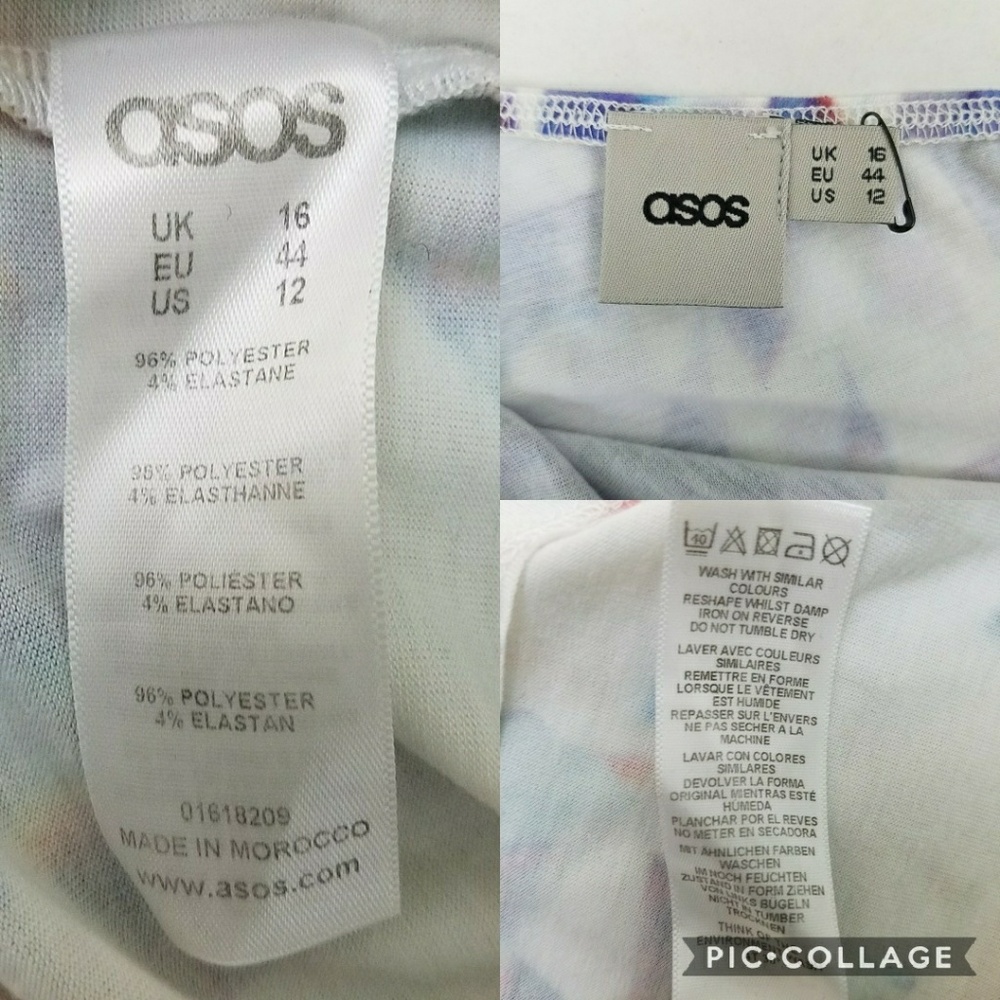 ASOS One Shoulder Abstract Dress Size 14 - Picture 5 of 5