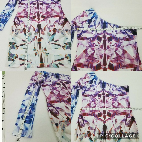 ASOS One Shoulder Abstract Dress Size 14 - Picture 4 of 5