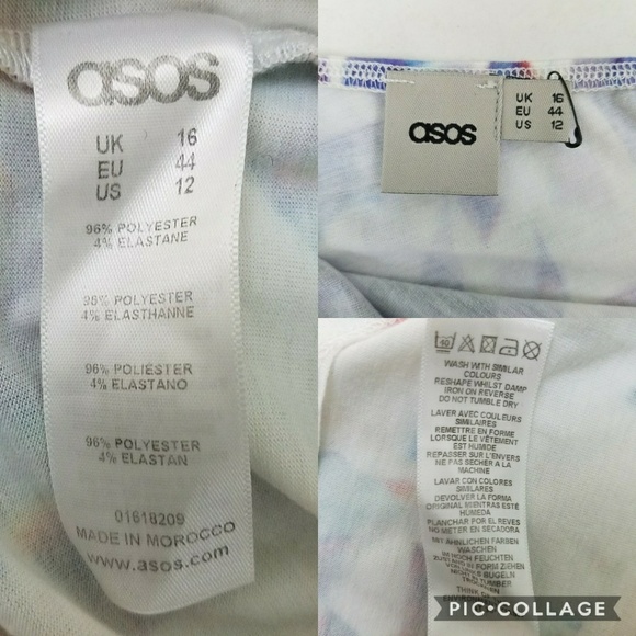 ASOS One Shoulder Abstract Dress Size 14 - Picture 5 of 5