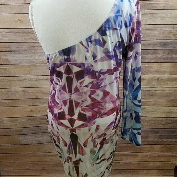 ASOS One Shoulder Abstract Dress Size 14 - Picture 2 of 5