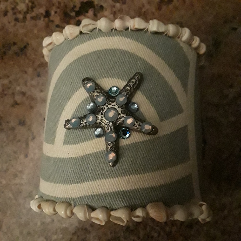 Baby blue and white Nautical Cuff