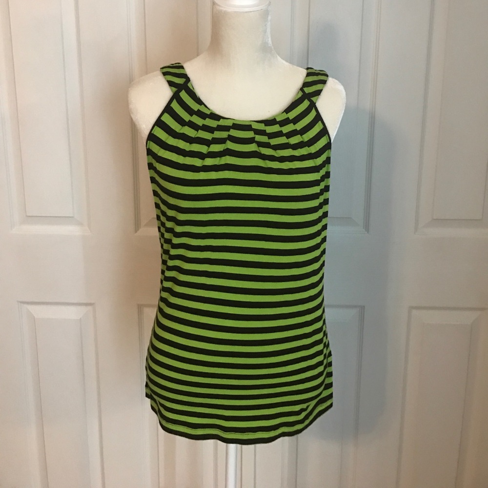 Lime green/black striped tank