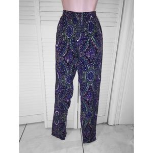 Blue and Green Paisley Print Soft Pants