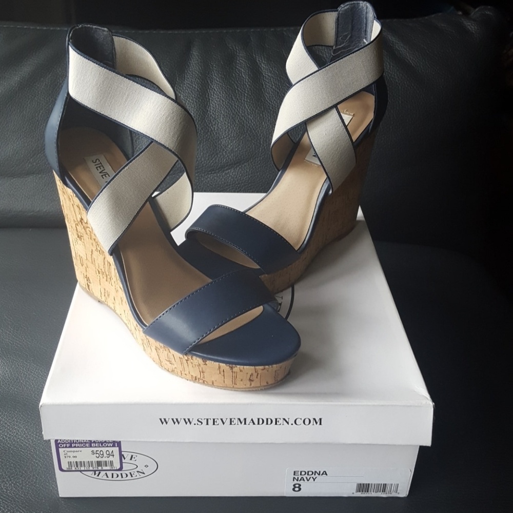 Steve Madden Blue and Cream Espadrilles