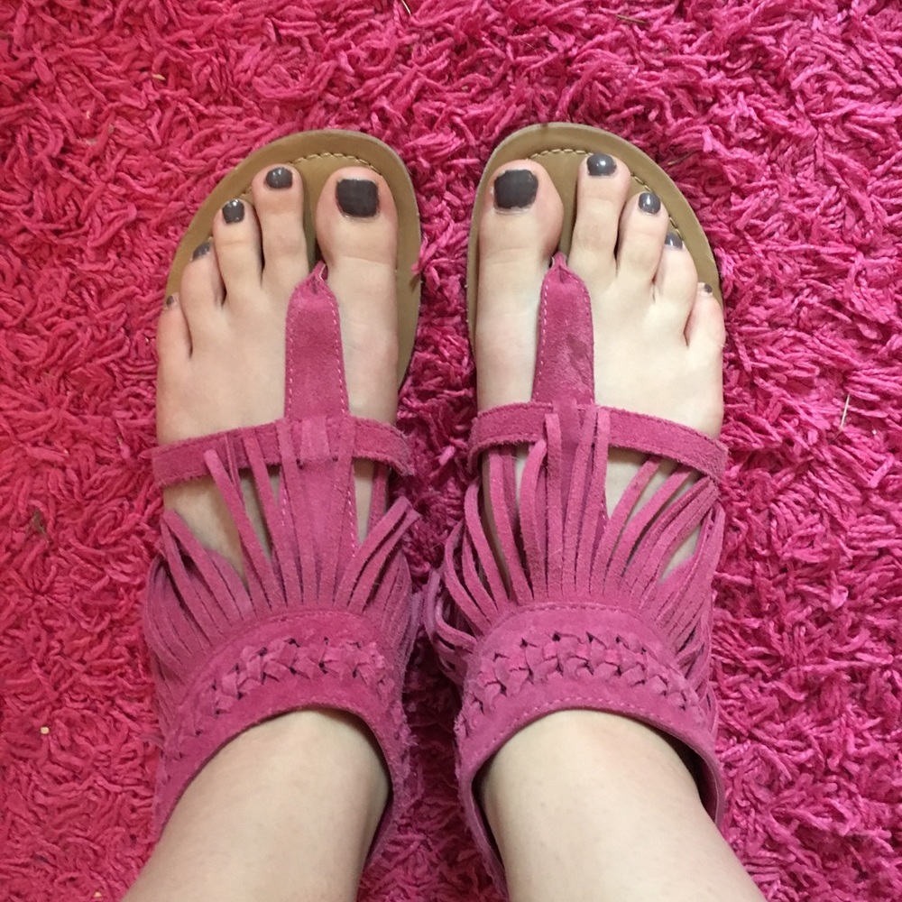 Pink Minnetonka sandals