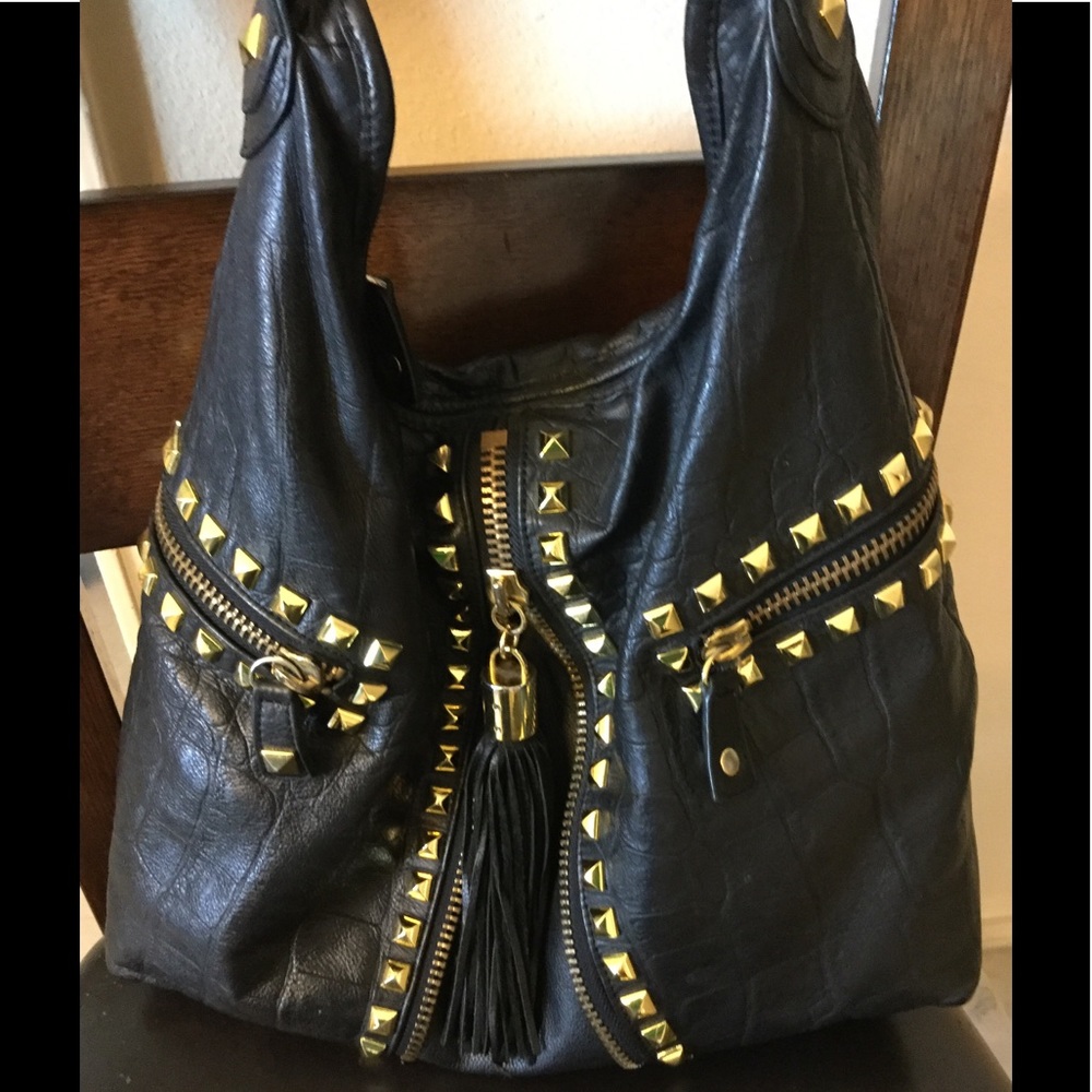 Leather gold studded bag