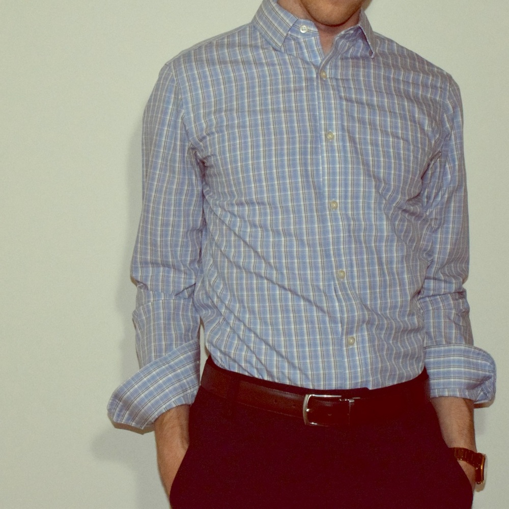 Banana Republic Blue Plaid Dress Shirt