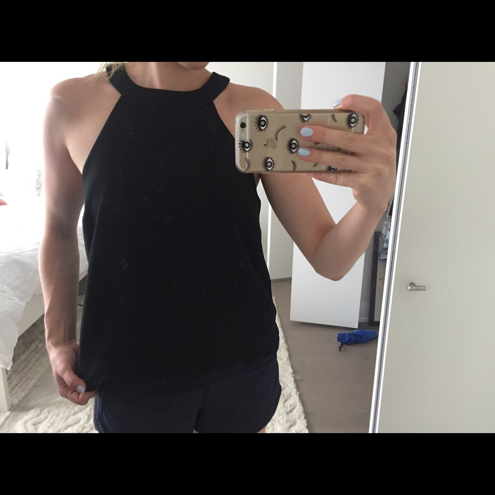High neck black Monteau top