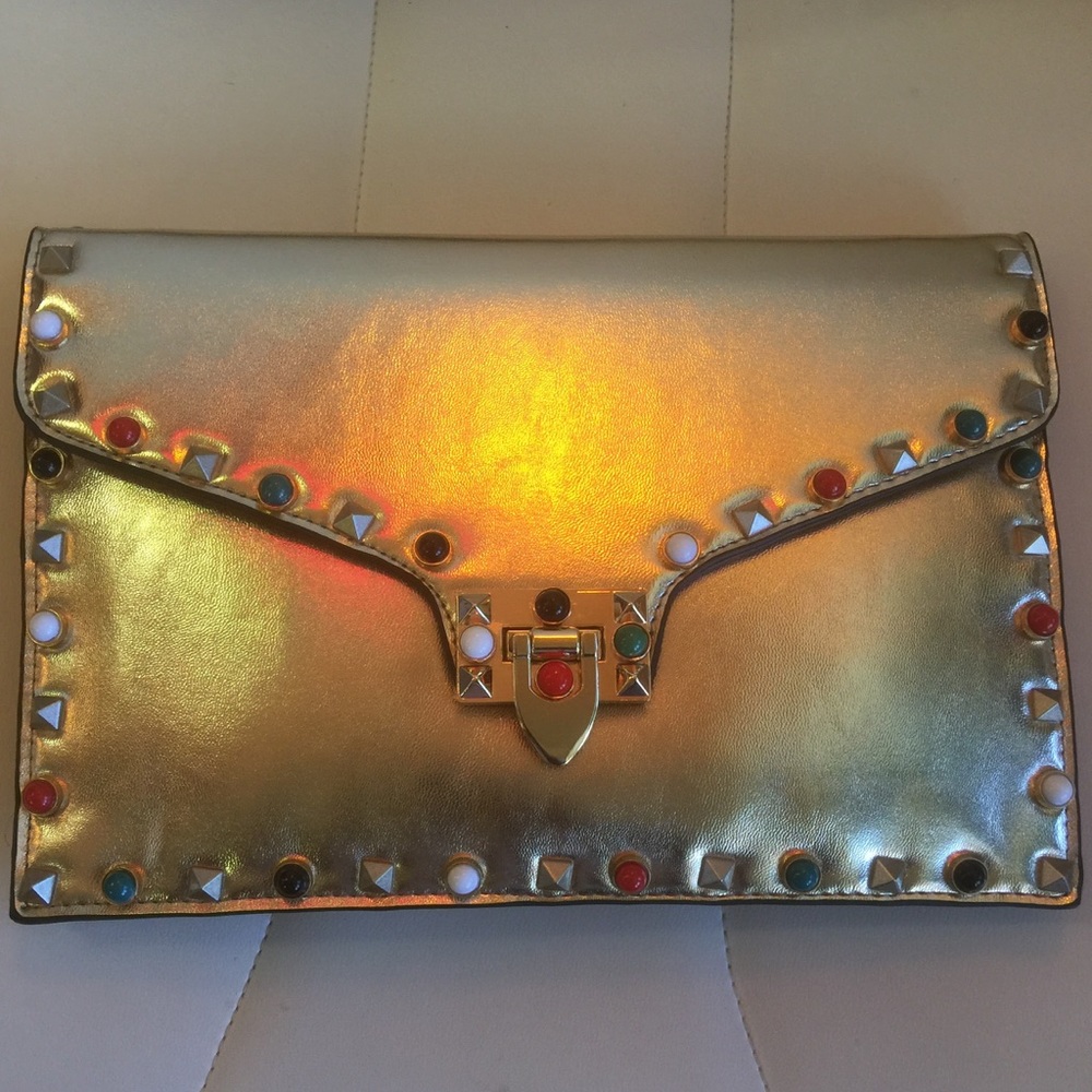 Silver metallic clutch