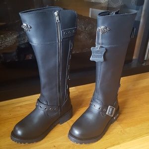 Genuine Leather Black Biker Boots