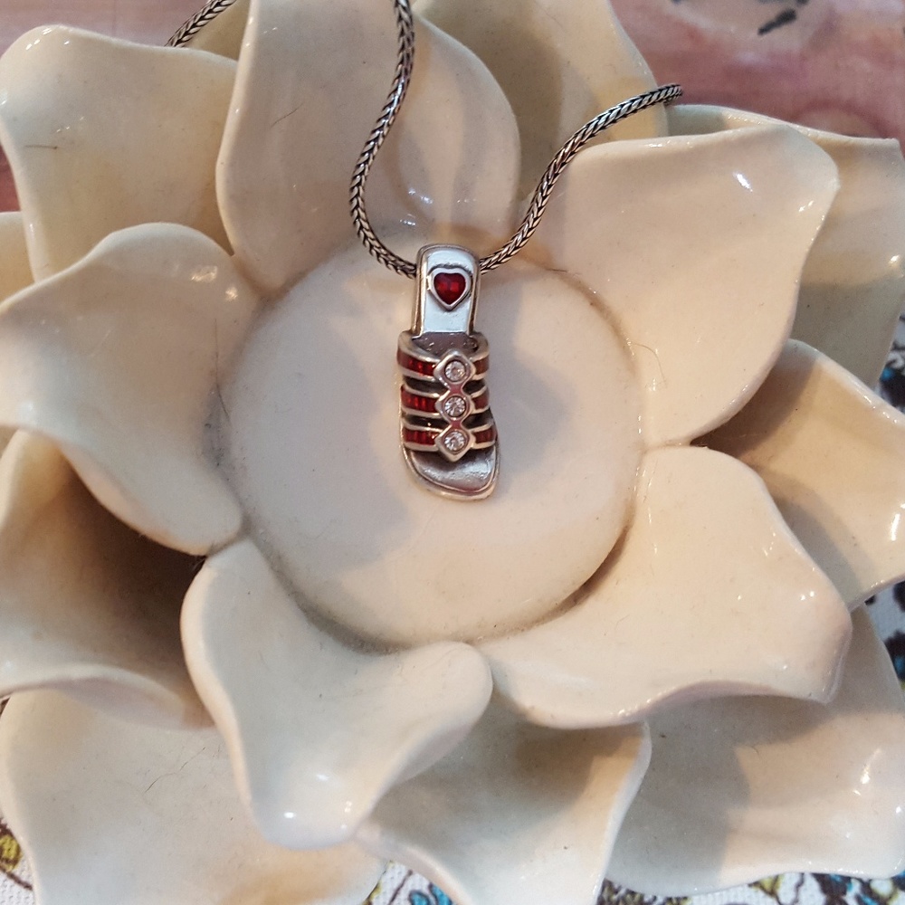 BRIGHTON Sandal Necklace Red & Crystal