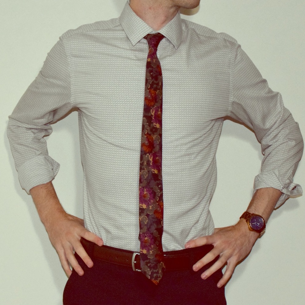 Banana Republic, Brown Geometric Dress Shirt