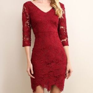 NWOT Wine Lace Bodycon Dress