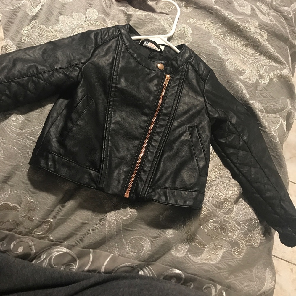 Faux Leather Toddler Girl Jacket.