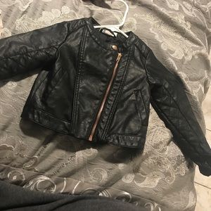 Faux Leather Toddler Girl Jacket.