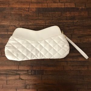 White Quilted Wristlet