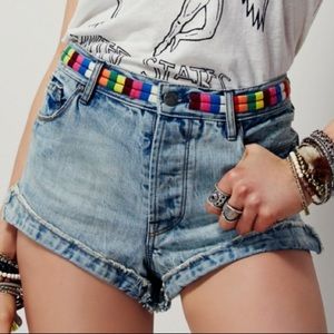 Free People Embroidered Cutoff Shorts