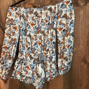 Floral off shoulder romper