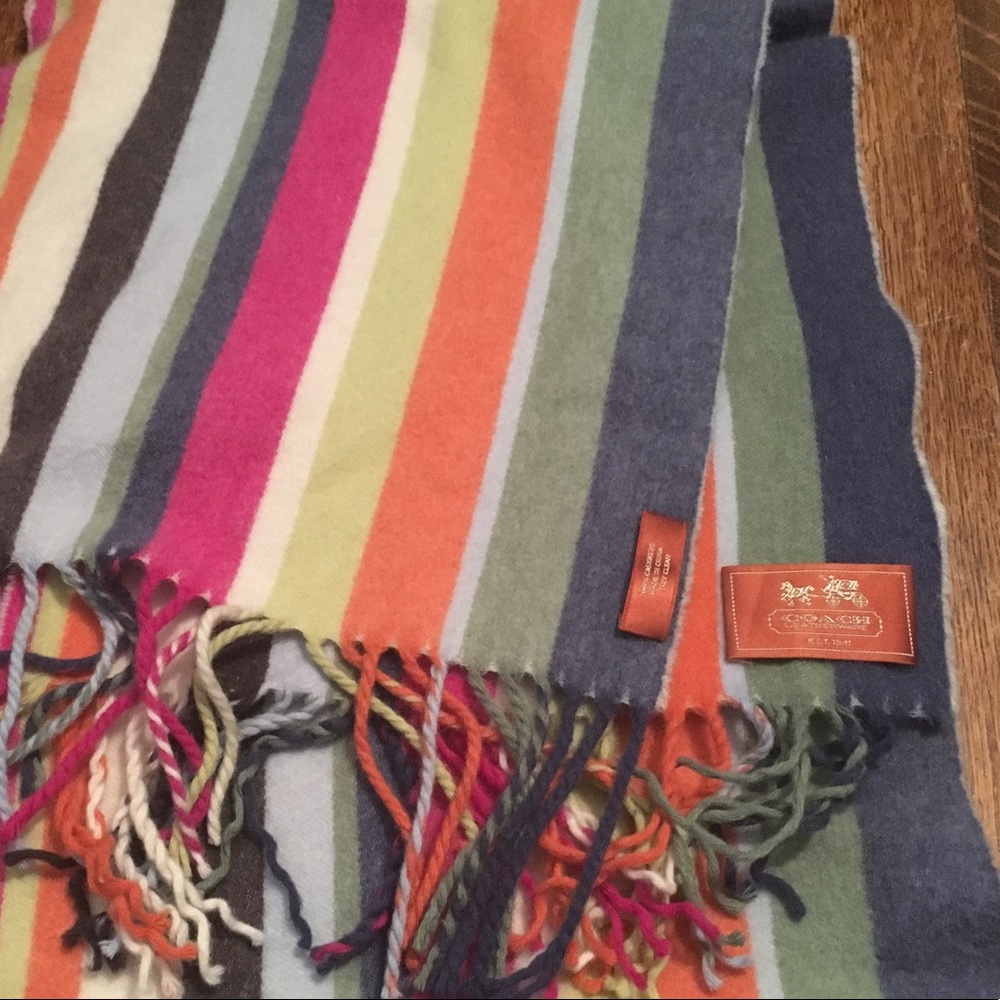 Striped 100% Cashmere Coach Scarf -- SALE