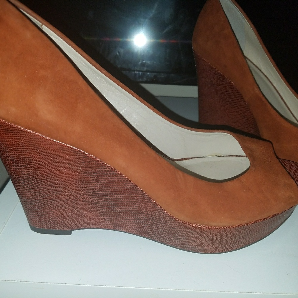 Tan suede wedges
