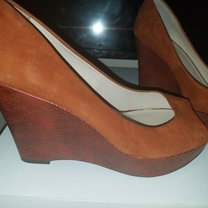 Tan suede wedges