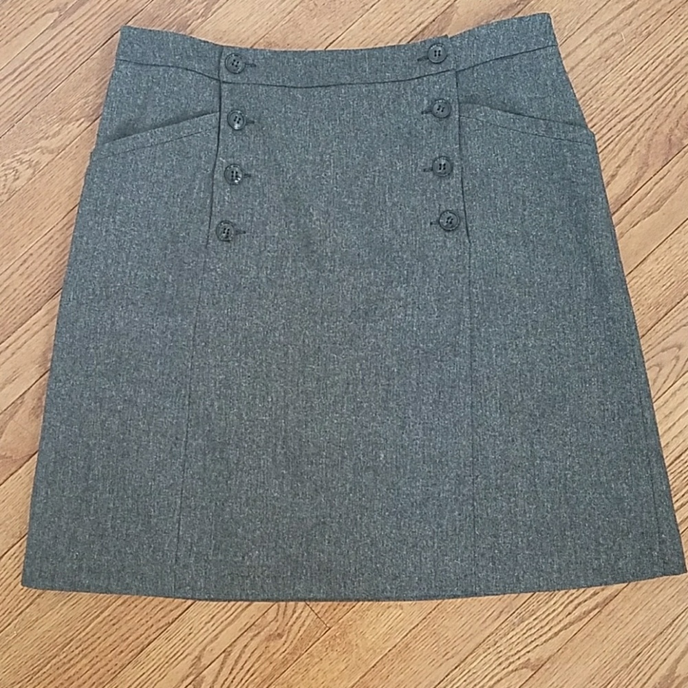Wool Blend Gray Career Skirt with pockets