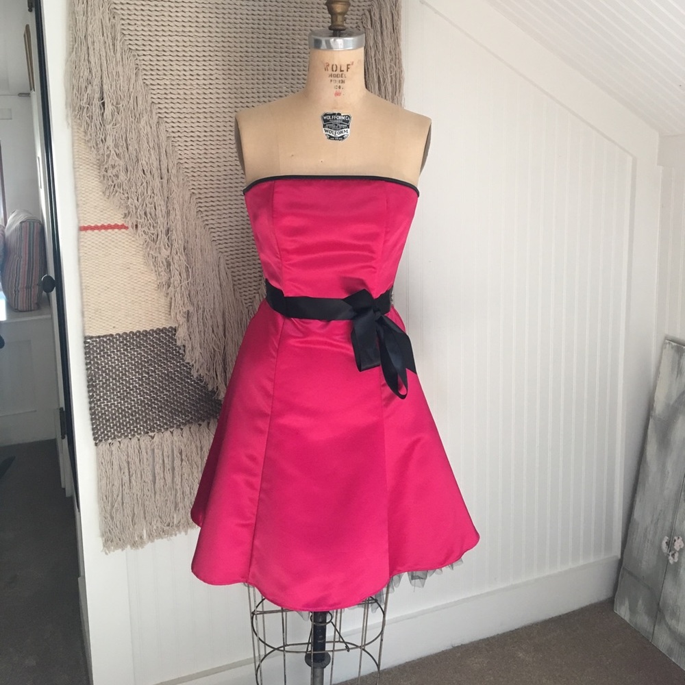 Jessica McClintock- Mini pink and black dress
