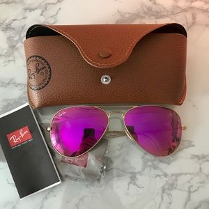 Authentic Ray Ban RB3025 Pink Gold Flash Aviators
