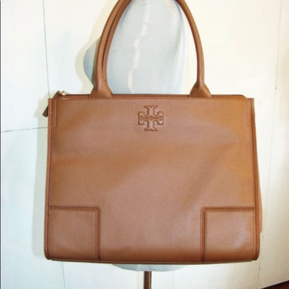 🆕Tory Burch Ella Leather/Canvas Tote, color Bark. - Picture 3 of 8