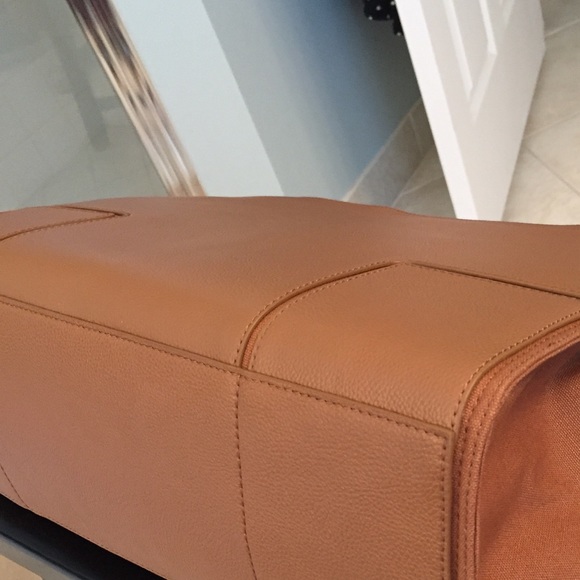 🆕Tory Burch Ella Leather/Canvas Tote, color Bark. - Picture 4 of 8