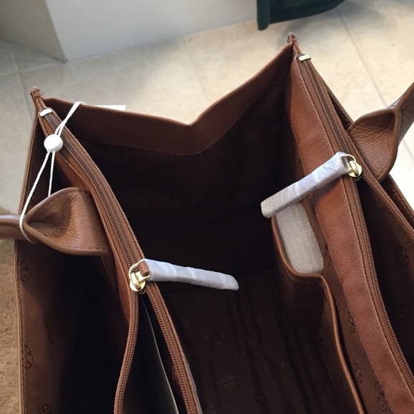 🆕Tory Burch Ella Leather/Canvas Tote, color Bark. - Picture 5 of 8