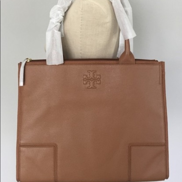 🆕Tory Burch Ella Leather/Canvas Tote, color Bark. - Picture 8 of 8