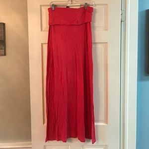 Pink cotton maxi skirt