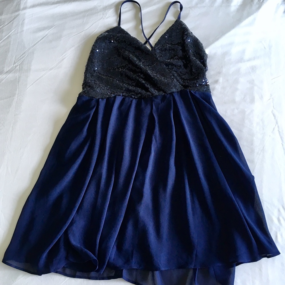 Navy Blue Sparkly Homecoming Dress