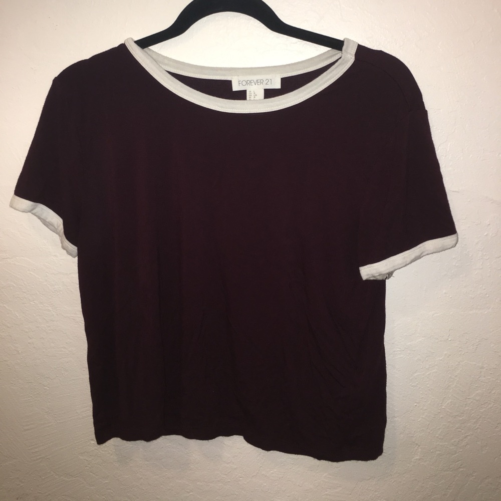 Maroon Basic Ringer Tee