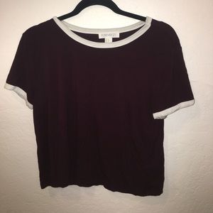 Maroon Basic Ringer Tee