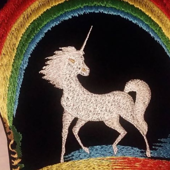 NEW Unicorn Rainbow Platform velvet Rare heels toe - Picture 3 of 8